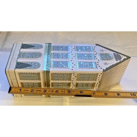 M&S Marks & Spencer Christmas Cookie Tin House LED Light Up Holiday 10" Empty - Picture 8 of 16